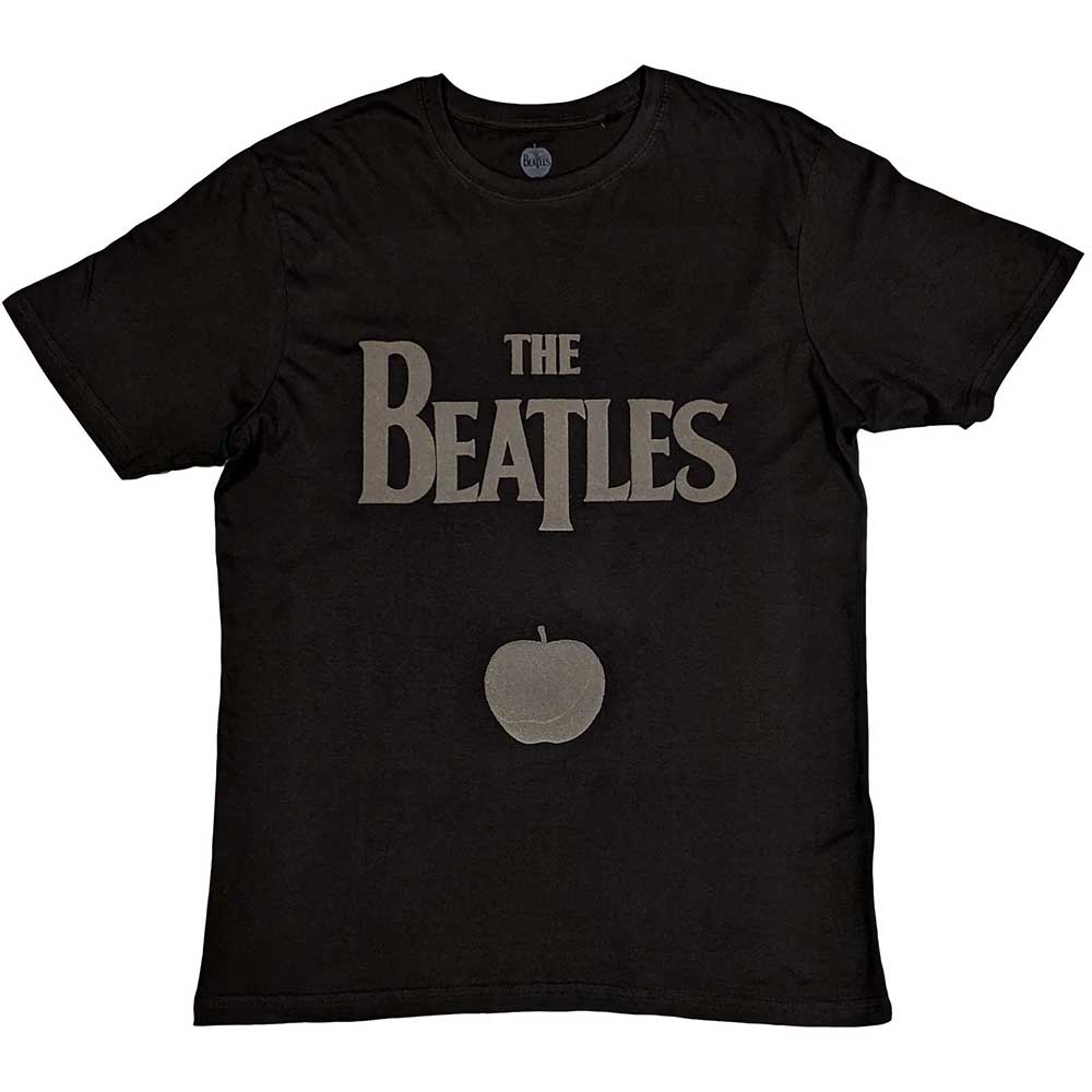 The Beatles Unisex T-Shirt Drop T Logo & Apple (Hi-Build) Black (L)