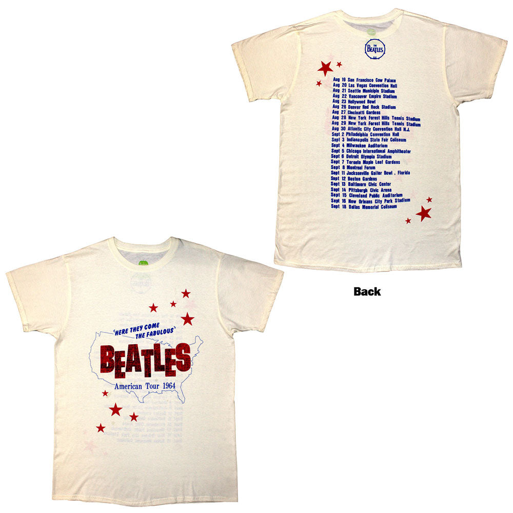 The Beatles Unisex T-Shirt American Tour 64 (Back Print) Natural (M)