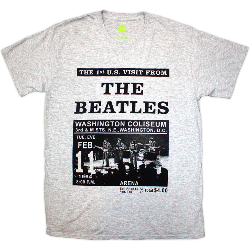 The Beatles Unisex T-Shirt Washington 64 Promo Grey (L)