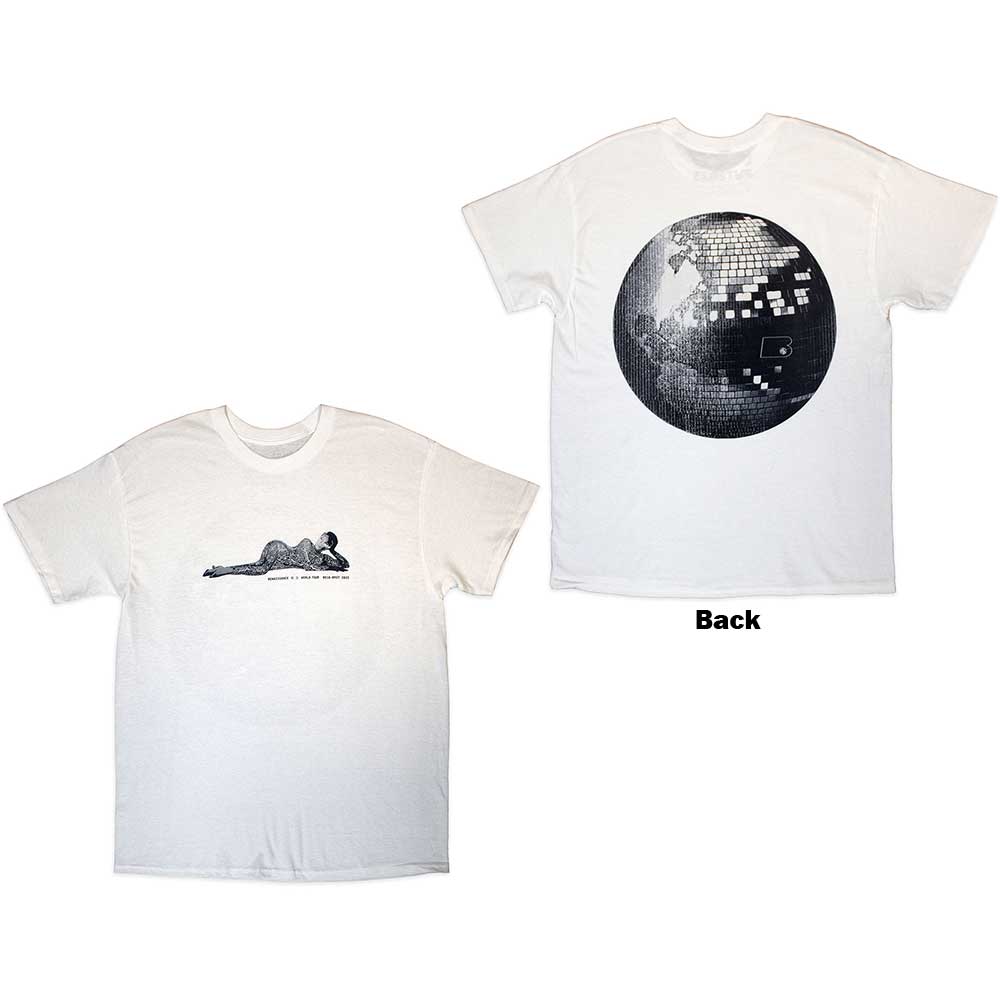Beyonce Unisex T-Shirt: Worldwide Renaissance Tour 2023 (Back Print & Ex-Tour) White (L)