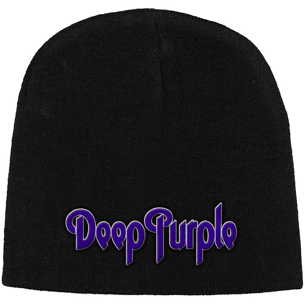 Deep Purple Unisex Beanie Hat Logo (Black)