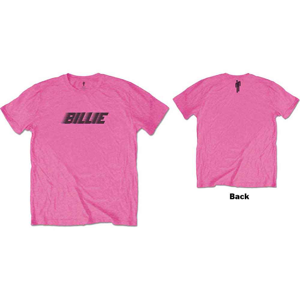 Billie Eilish Kids T-Shirt Racer Logo & Blohsh (Back Print) Pink (7-8yrs)