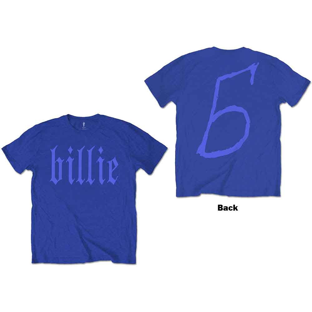 Billie Eilish Unisex T-Shirt Billie 5 (Back Print) Blue (XXL)