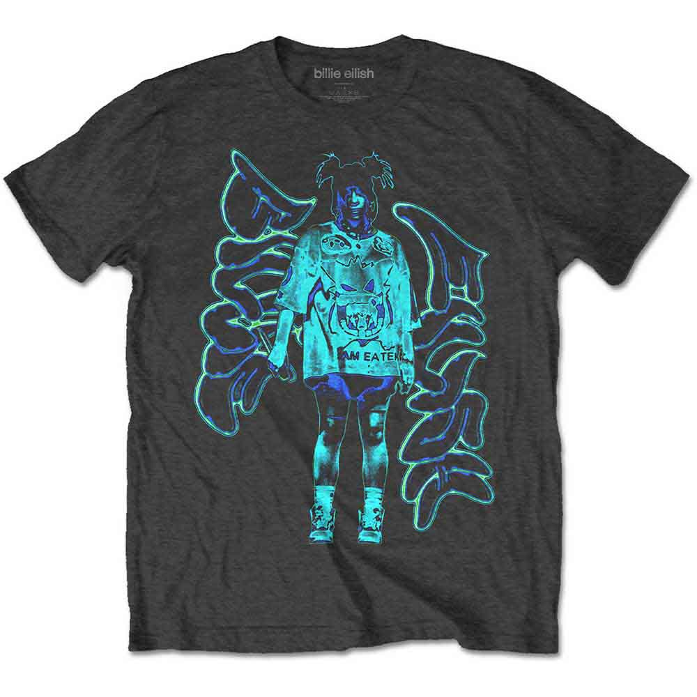 Billie Eilish Unisex T-Shirt Neon Graffiti Logo Grey (S)