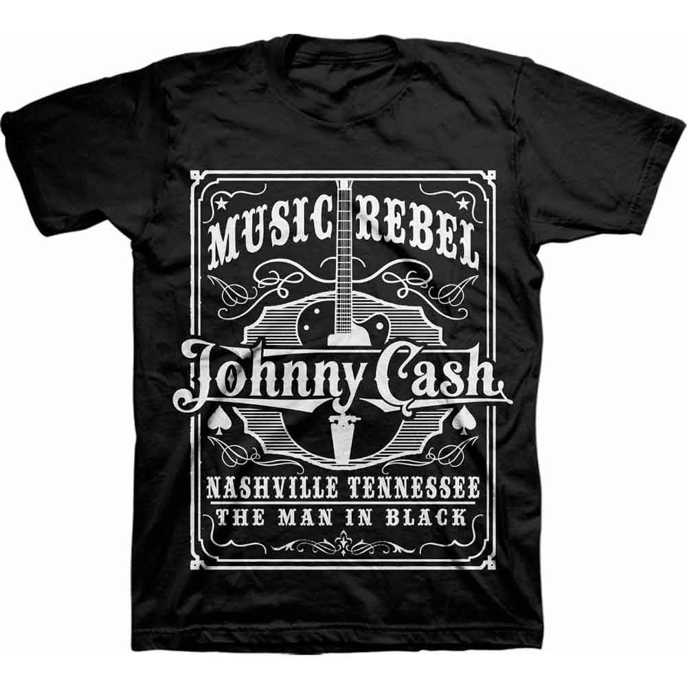 Johnny Cash Men's T-Shirt Music Rebel Black (S)
