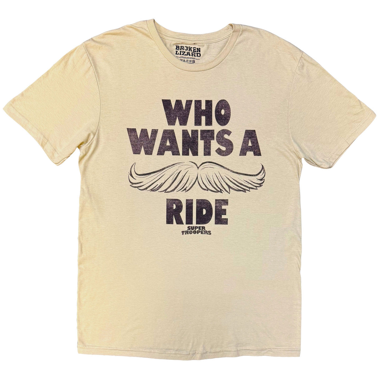 Broken Lizard Unisex T-Shirt Who Wants A Ride? Sand (S)