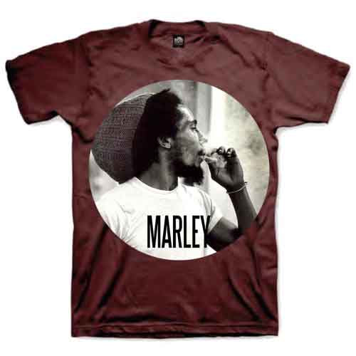 Bob Marley Men's T-Shirt Smokin Circle Brown (XL)