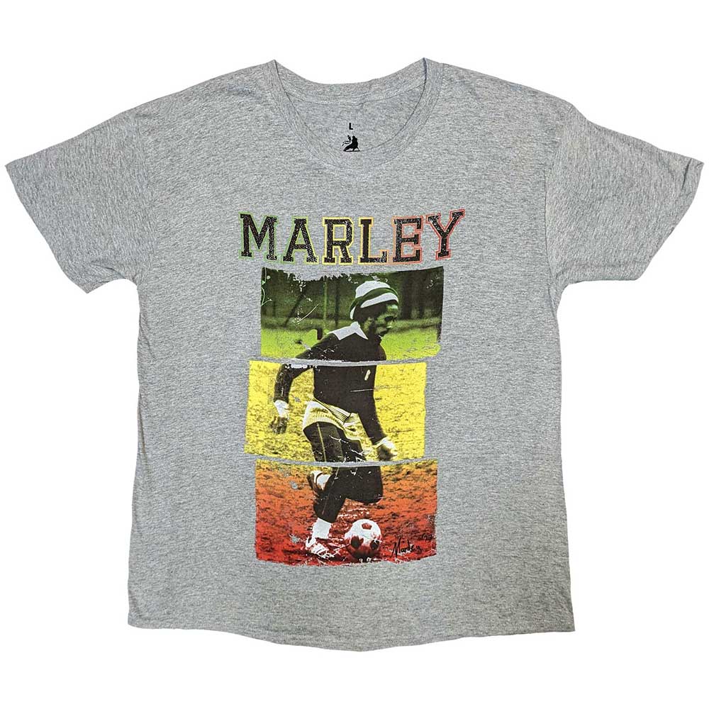 Bob Marley Men's T-Shirt Football Text Grey (XXL)
