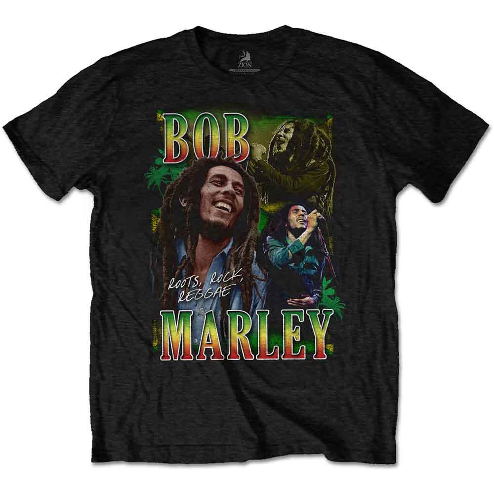 Bob Marley Unisex T-Shirt Roots,Rock Reggae Homage Black (XL)