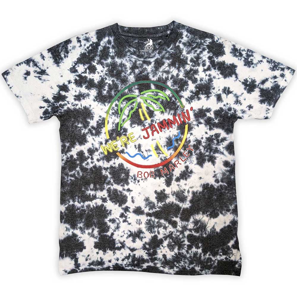 Bob Marley Unisex T-Shirt Neon Sign (Dip-Dye) White (L)