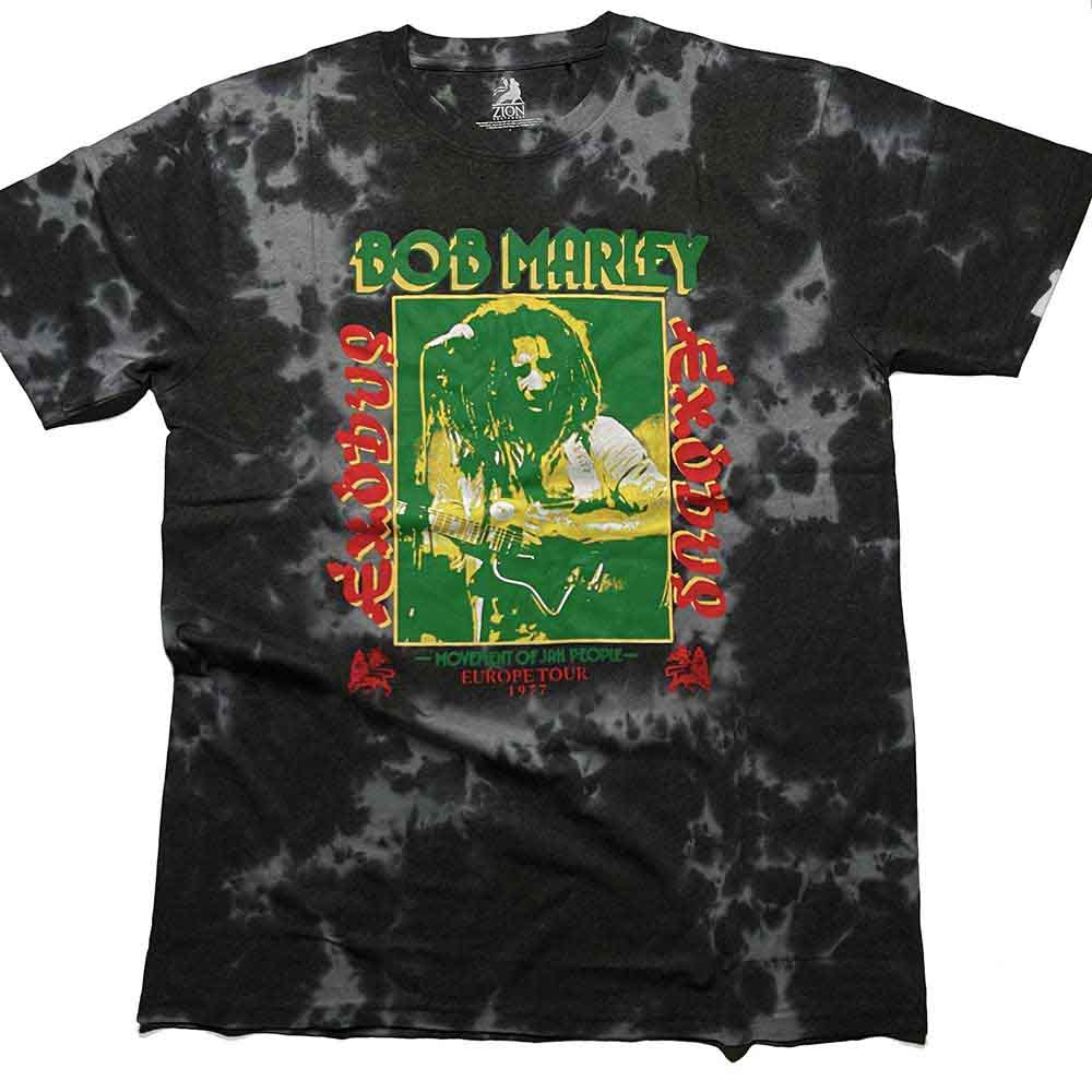 Bob Marley Unisex T-Shirt Exodus Tie-Dye (Dye-Wash) Black (M)