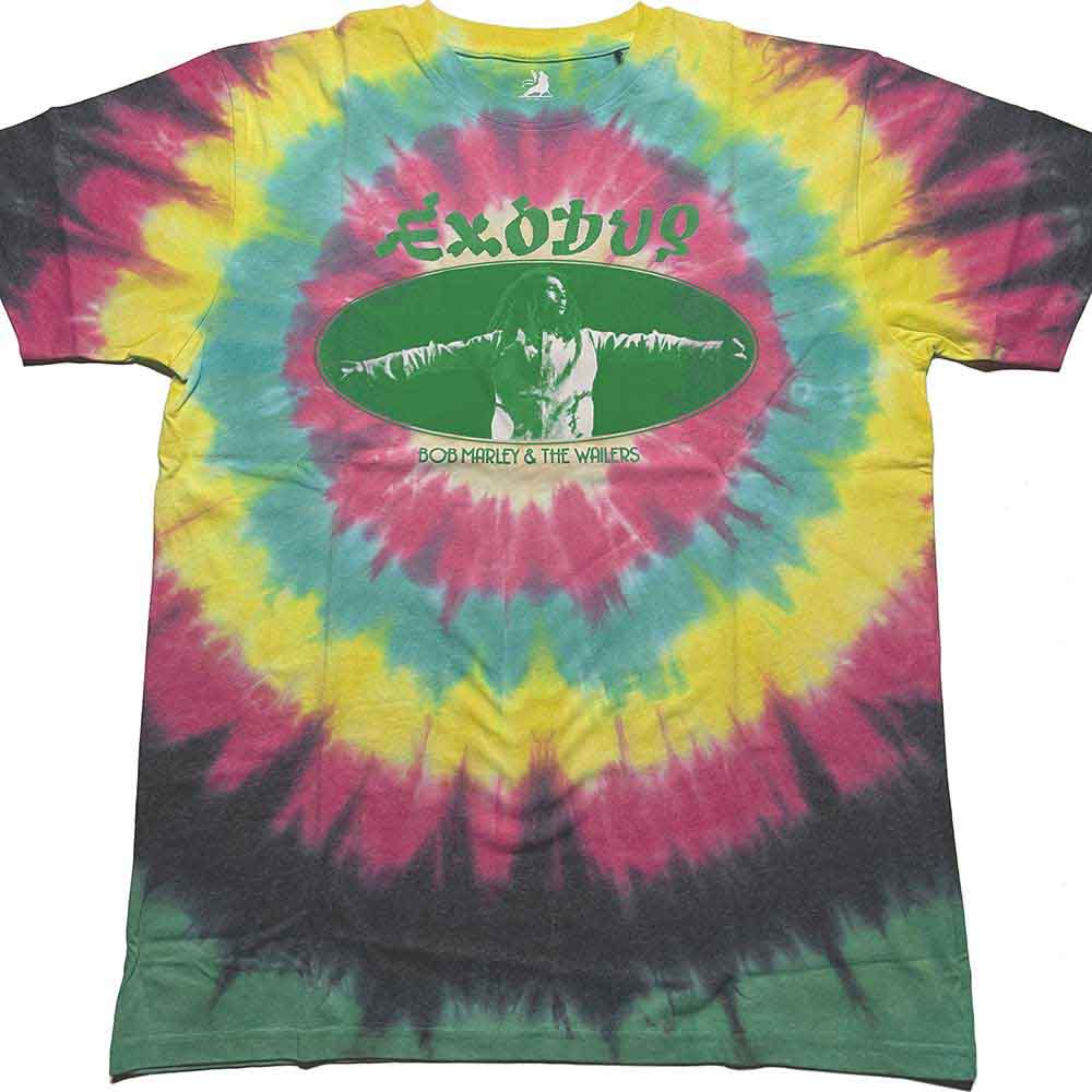 Bob Marley Unisex T-Shirt Exodus Oval (Dye-Wash) Multicoloured (L)