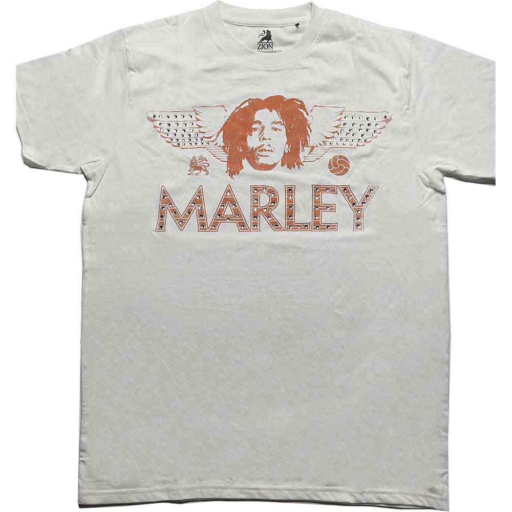 Bob Marley Unisex T-Shirt Wings (Diamante) White (S)