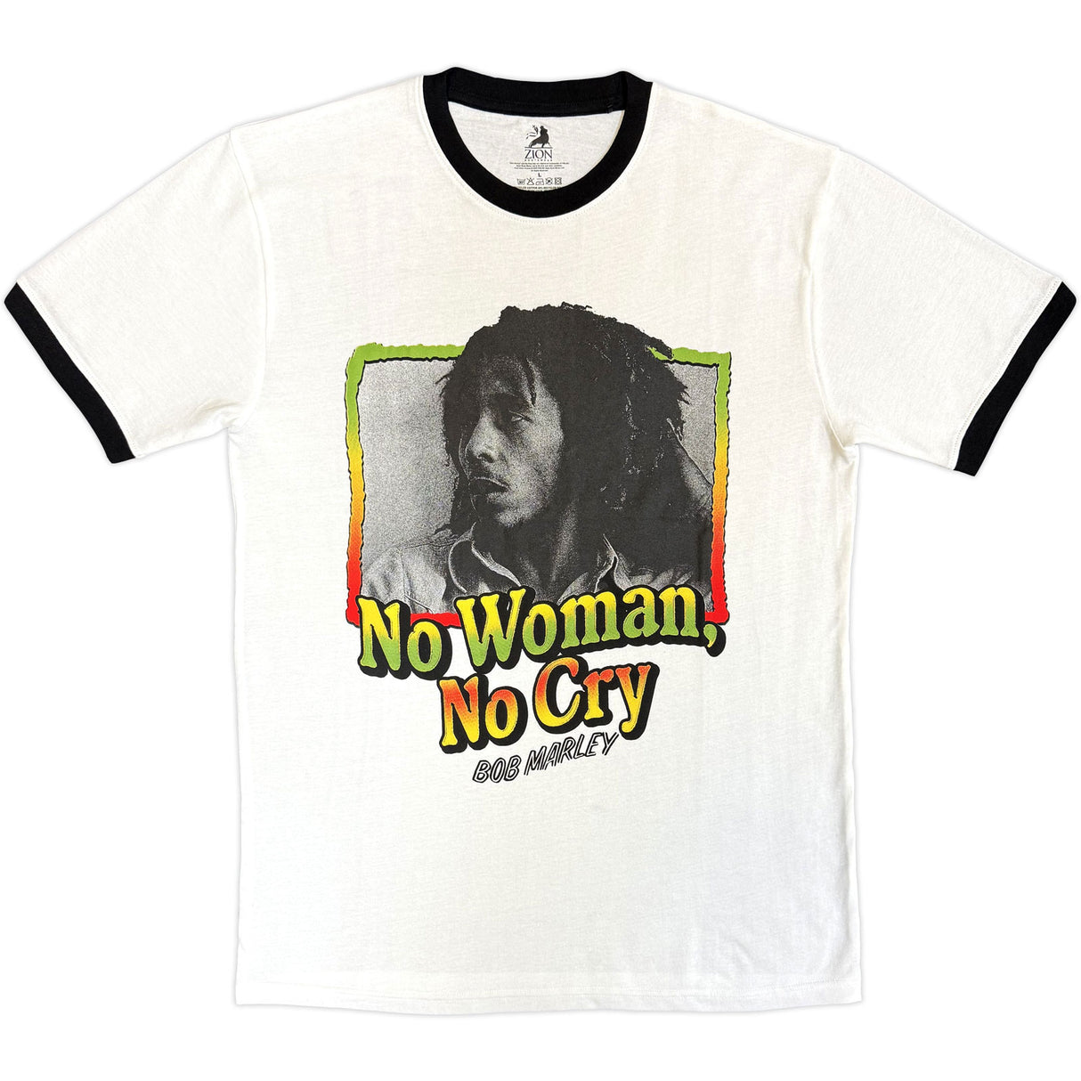 Bob Marley Unisex Ringer T-Shirt No Woman No Cry White (XXL)