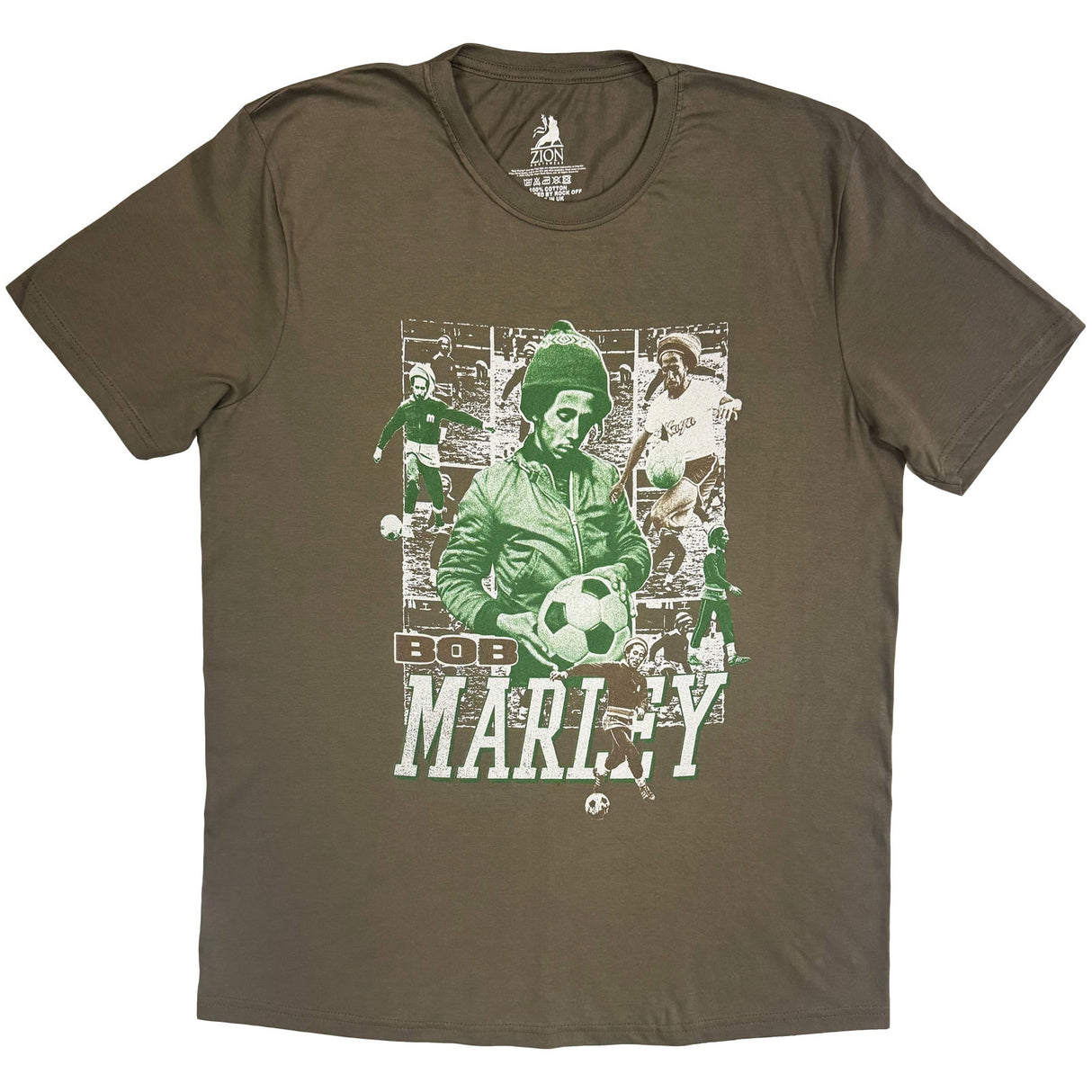 Bob Marley Unisex T-Shirt Football Collage Brown (S)