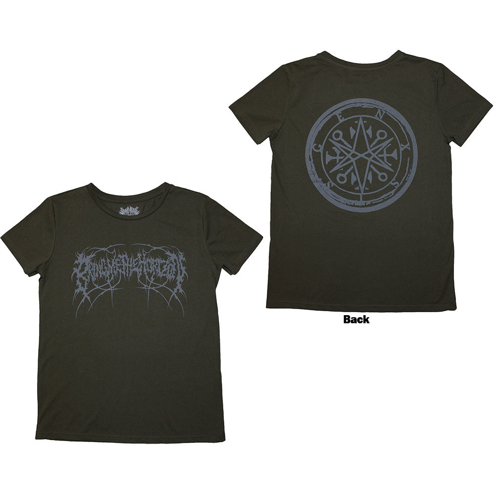 Bring Me The Horizon Ladies T-Shirt Metal Logo Genxsis (Back Print) Green (XXL)