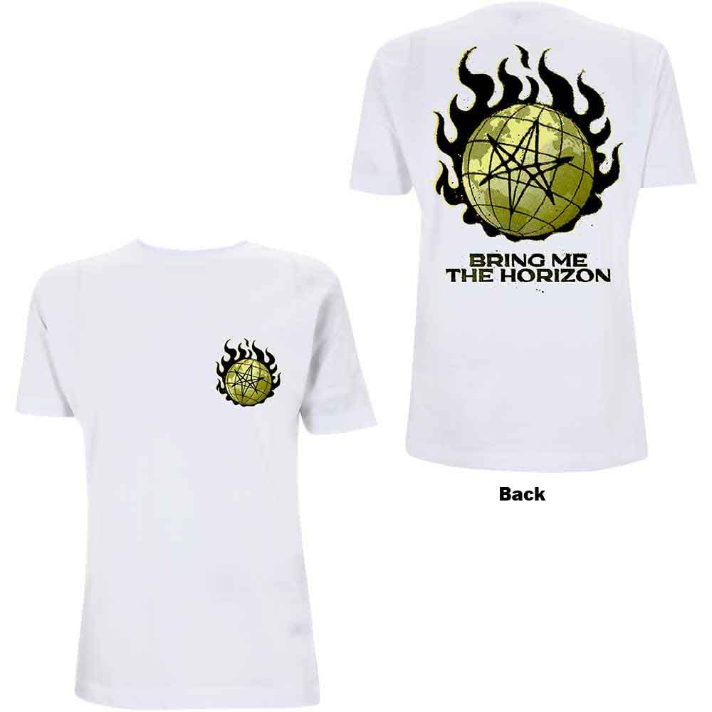 Bring Me The Horizon Unisex T-Shirt Globe (Back Print) White (M)