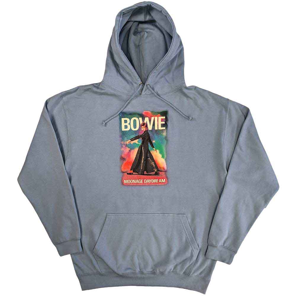 David Bowie Unisex Pullover Hoodie Moonage 11 Fade Blue (S)