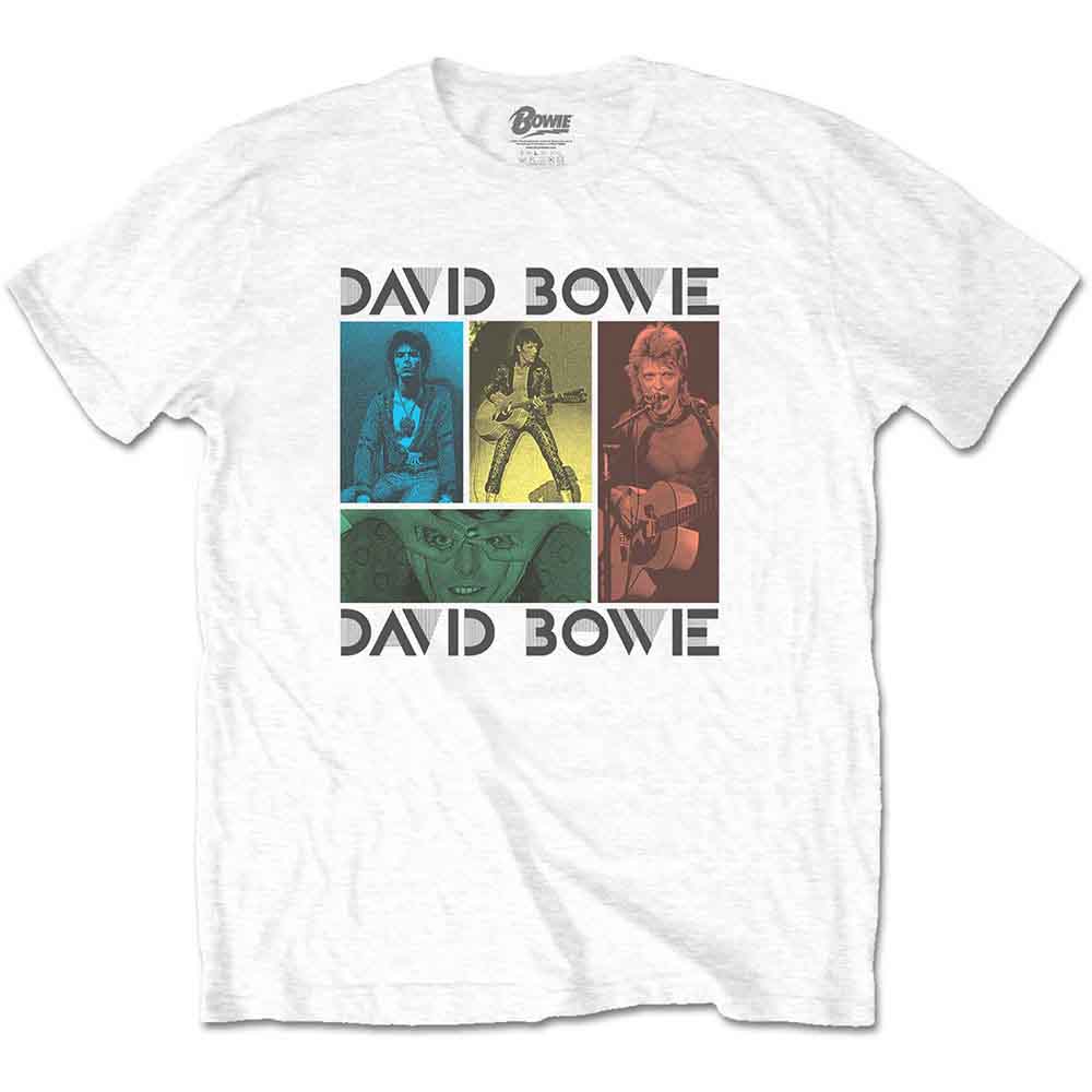 David Bowie Unisex T-Shirt Mick Rock Photo Collage White (XL)