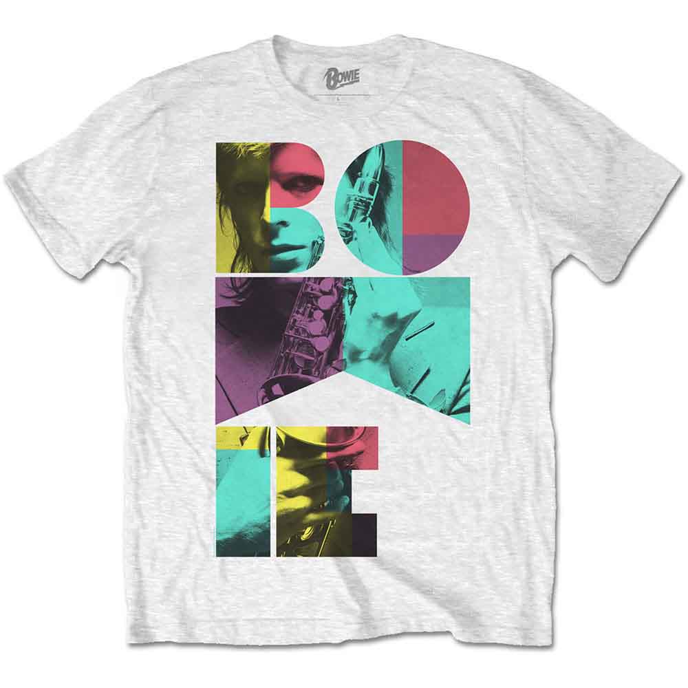 David Bowie Men's T-Shirt Colour Sax White (M)