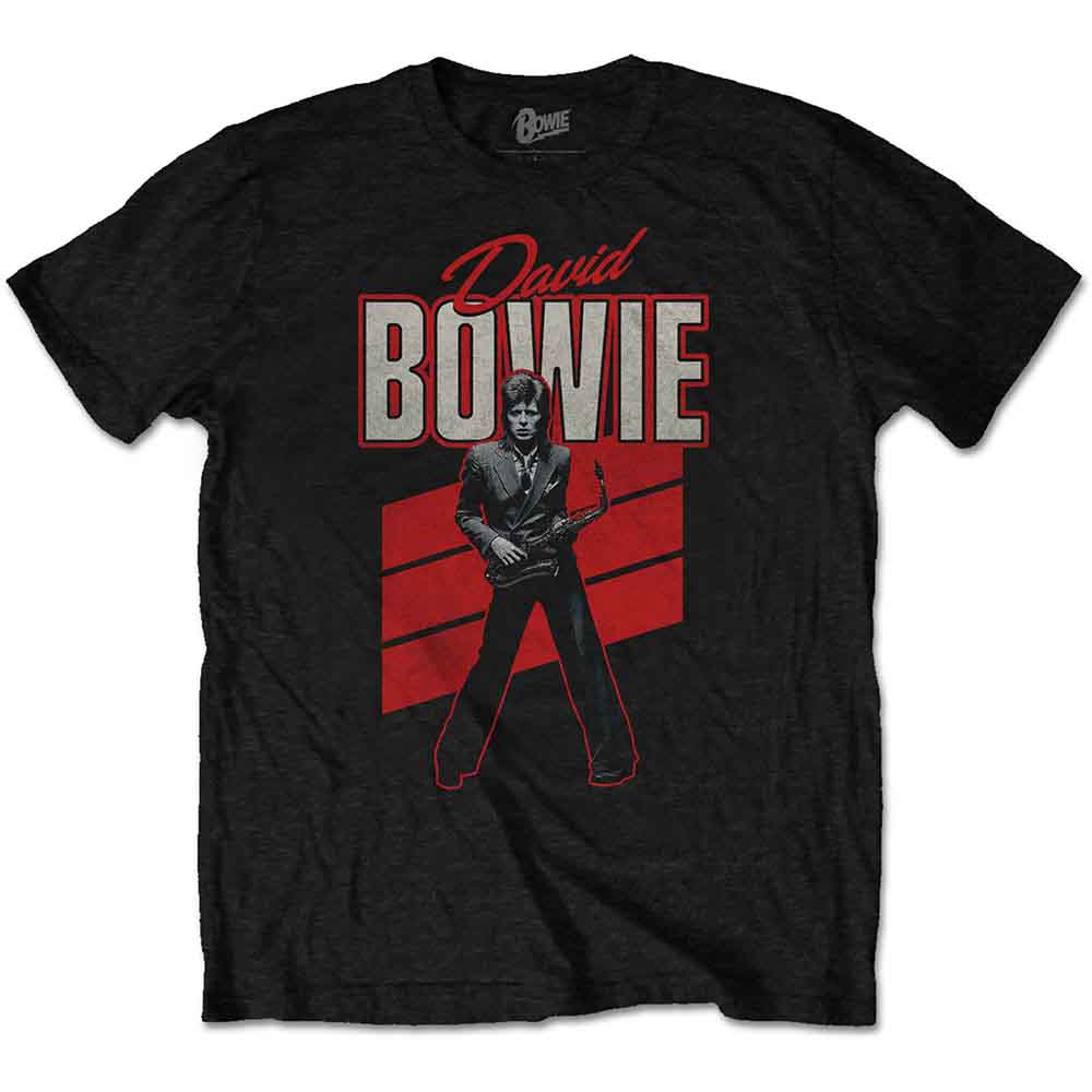 David Bowie Men's T-Shirt Red Sax Black (M)