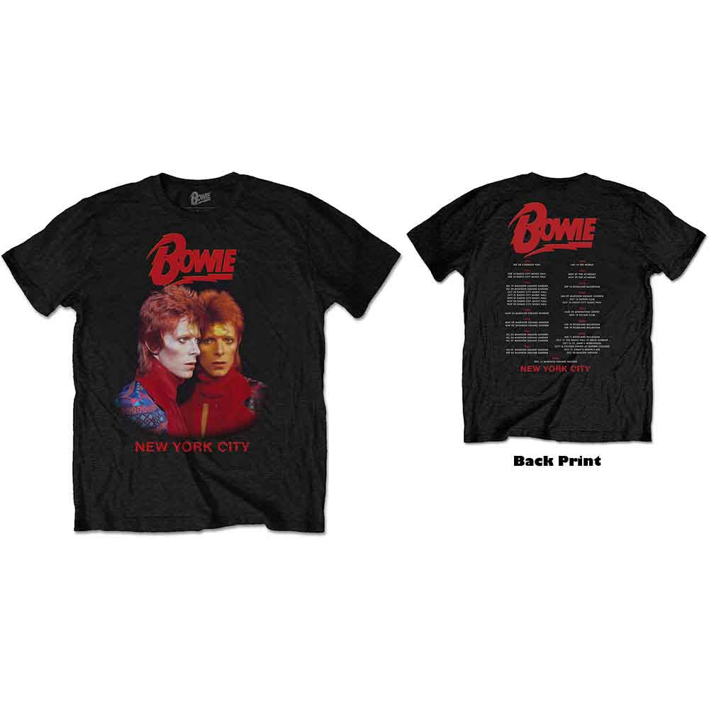 David Bowie Unisex T-Shirt New York City (Back Print) Black (M)
