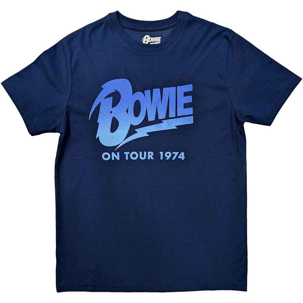 David Bowie Unisex T-Shirt On Tour 1974 Blue (XXL)