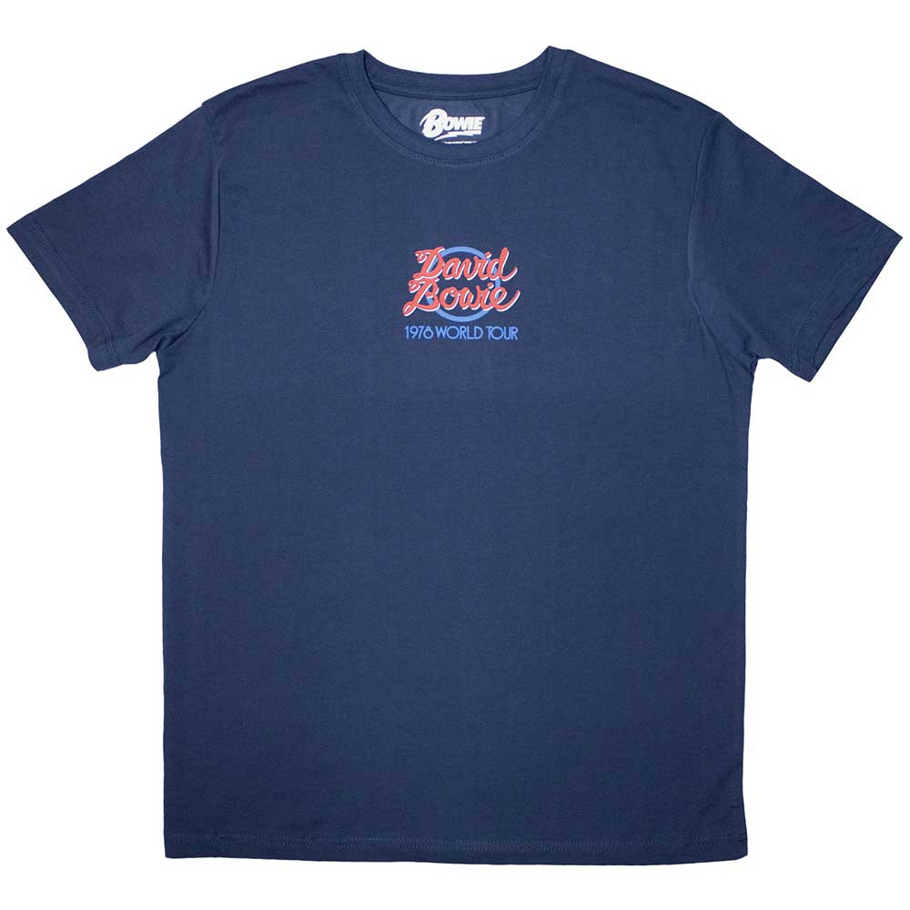 David Bowie Unisex T-Shirt Mini 1978 World Tour Logo Blue (M)