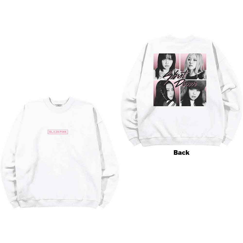 BlackPink Unisex Sweatshirt Shut Down Photo Grid (Back Print) White (XXL)