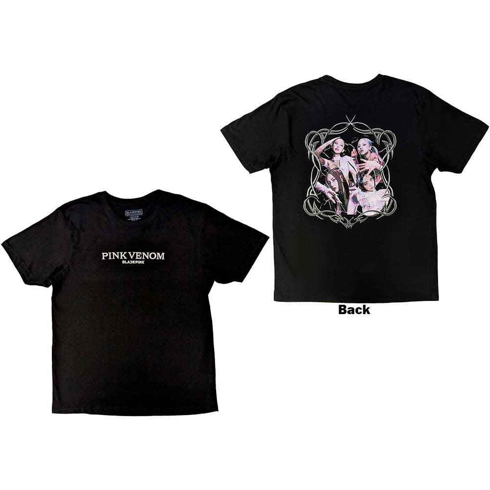 BlackPink Unisex T-Shirt Pink Venom (Back Print) Black (M)