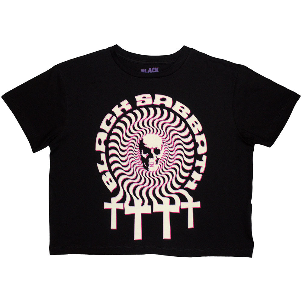 Black Sabbath Ladies Crop Top Hypnotic Skull Black (S)