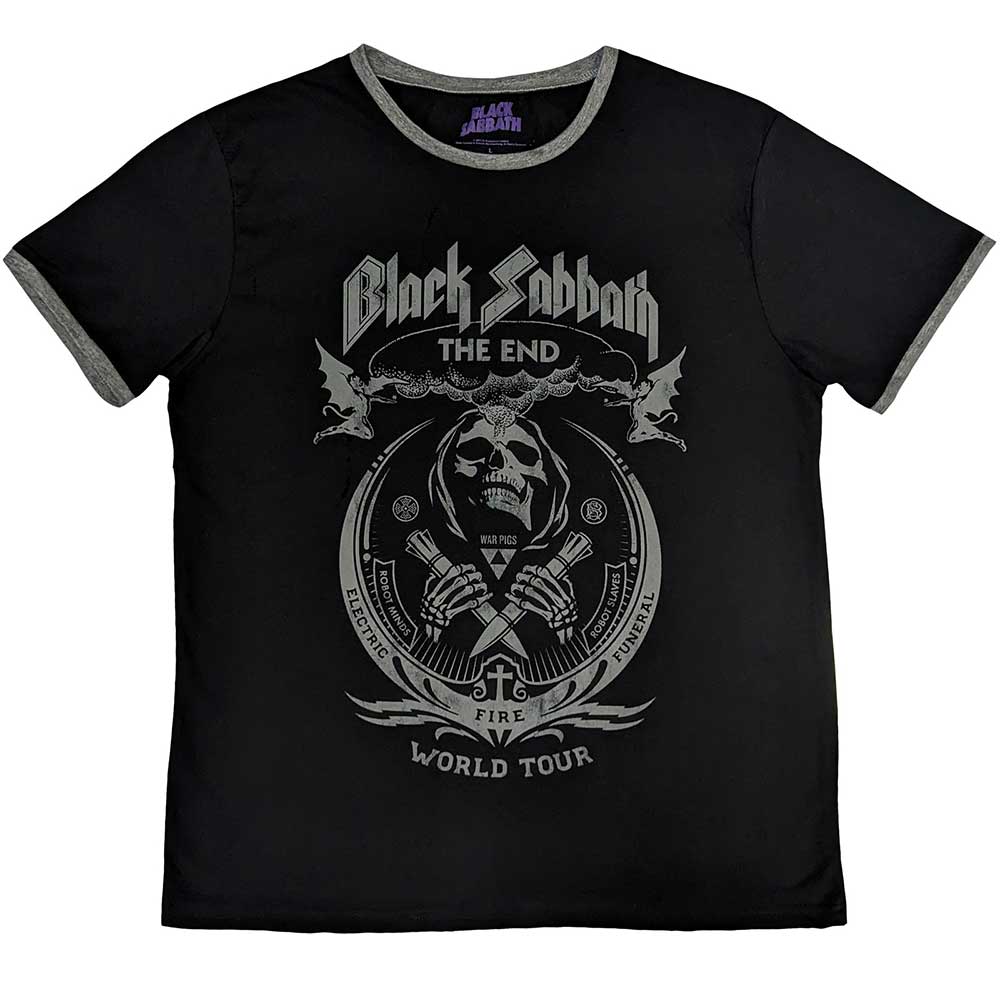 Black Sabbath Unisex Ringer T-Shirt The End Mushroom Cloud Black (XXL)