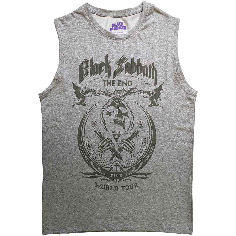 Black Sabbath Unisex Tank T-Shirt The End Mushroom Cloud Grey (M)