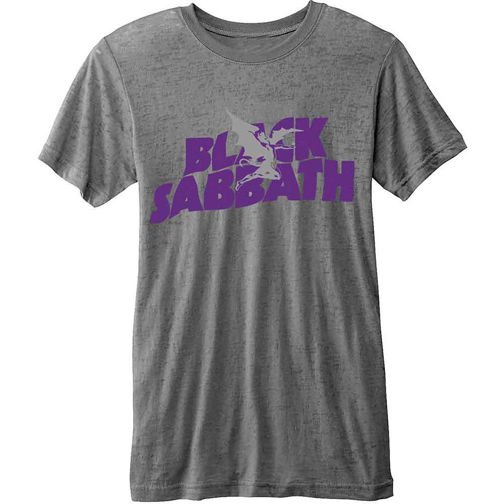 Black Sabbath Men's Fashion T-Shirt Logo Burn Out Finishing Grey (L)