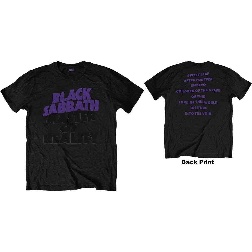 Black Sabbath Men's T-Shirt Masters of Reality Album (Back Print) Black (L)
