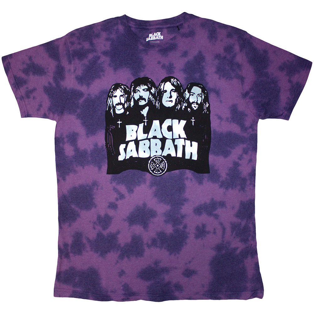 Black Sabbath Unisex T-Shirt Band & Logo (Dye-Wash) Purple (L)