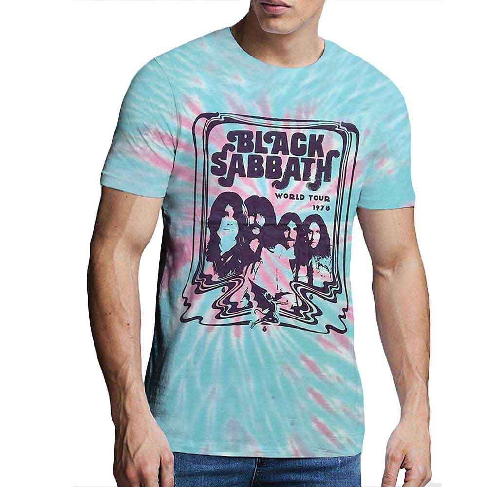 Black Sabbath Unisex T-Shirt World Tour '78 (Dip-Dye) Green (L)