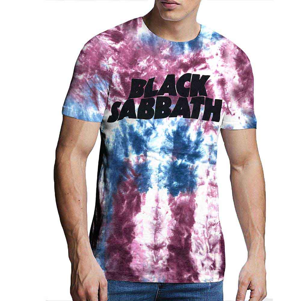 Black Sabbath Unisex T-Shirt Wavy Logo (Dye-Wash) Blue (XXL)