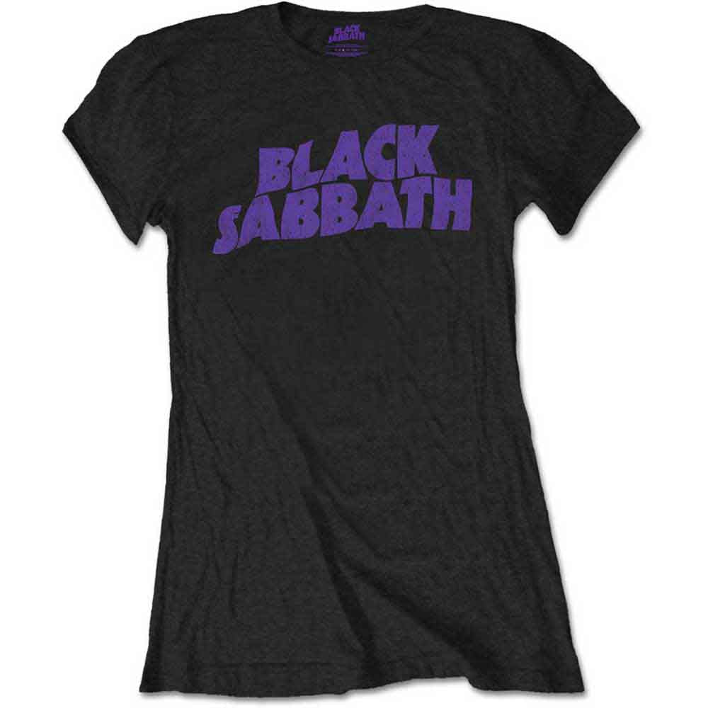 Black Sabbath Ladies T-Shirt Wavy Logo Vintage Retail Pack Black (S)