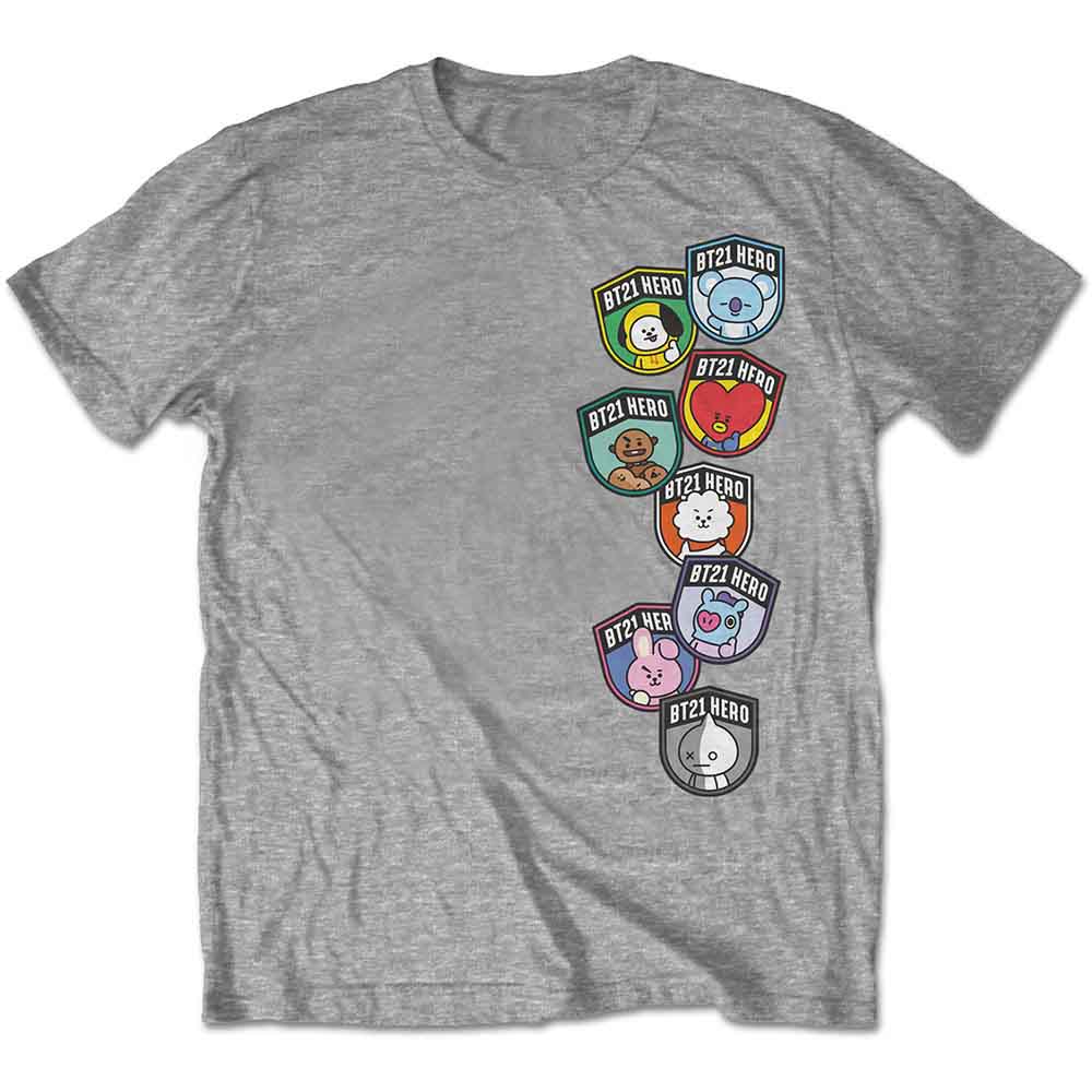 BT21 Unisex T-Shirt Badges Grey (M)