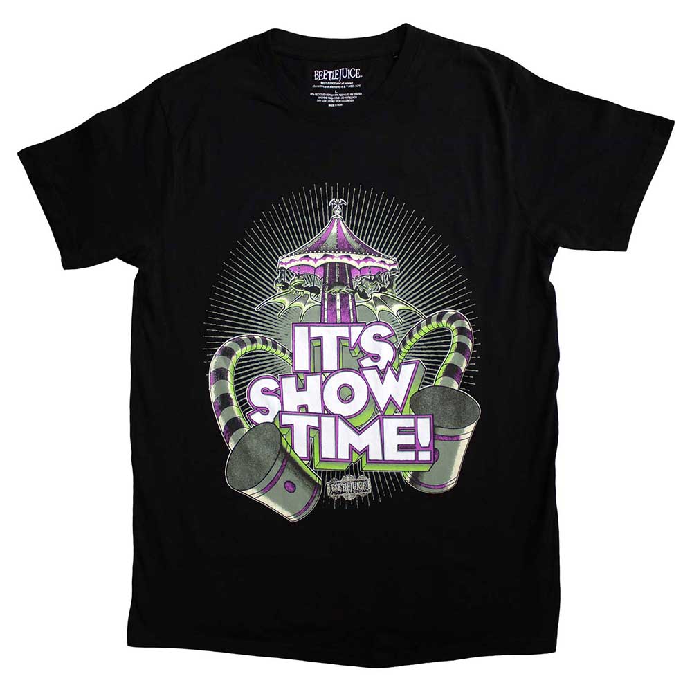 Warner Bros Unisex T-Shirt Beetlejuice It's Showtime Carousel Black (XL)
