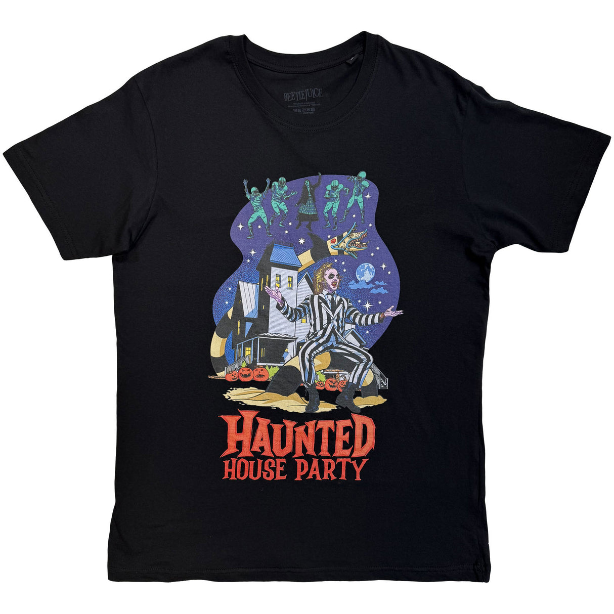 Beetlejuice Unisex T-Shirt Haunted House Party Black (XXL)