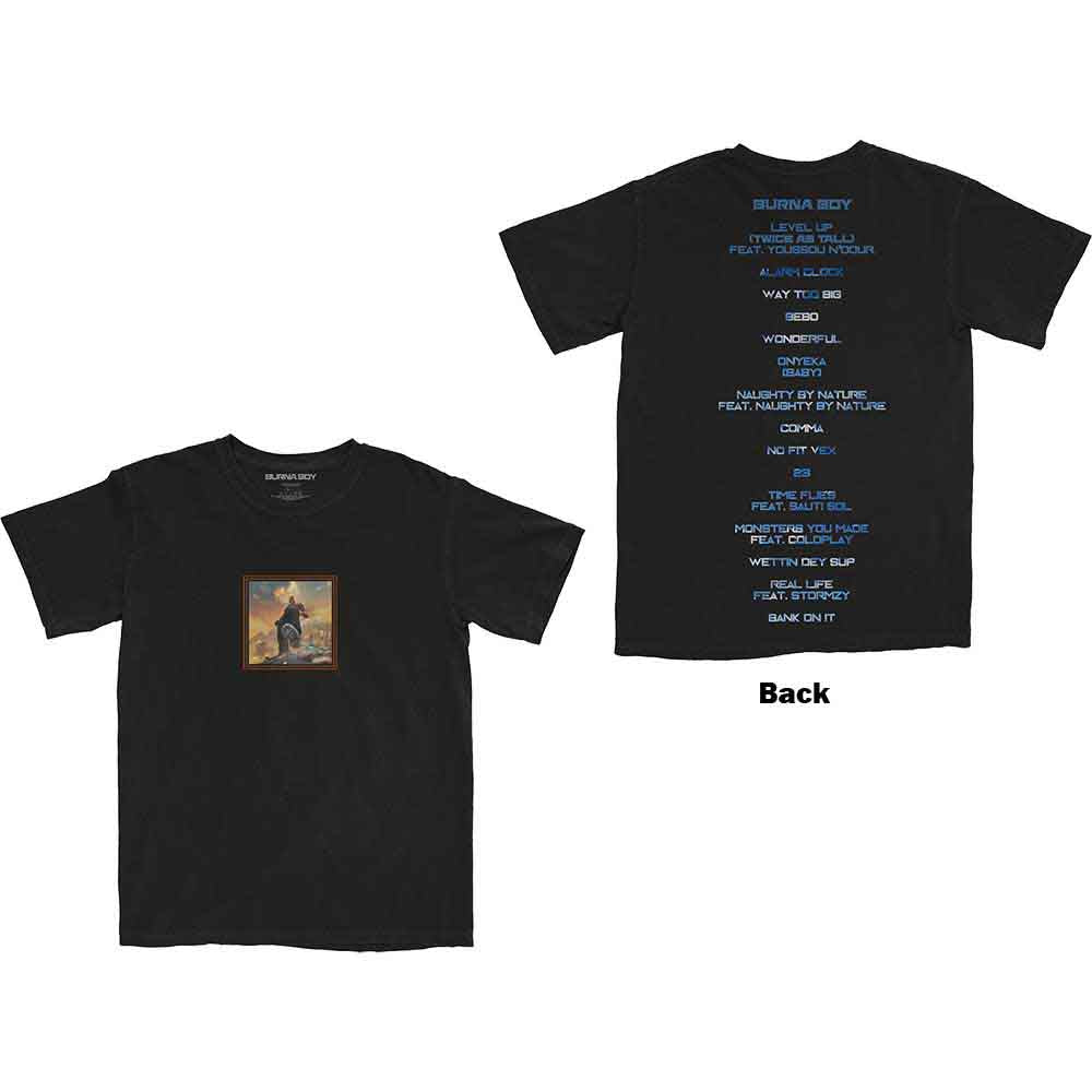 Burna Boy Unisex T-Shirt Album Tracks (Back Print) Black (S)