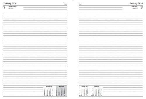 ValueX Desk Diary 2026 A4 Day per Page Black