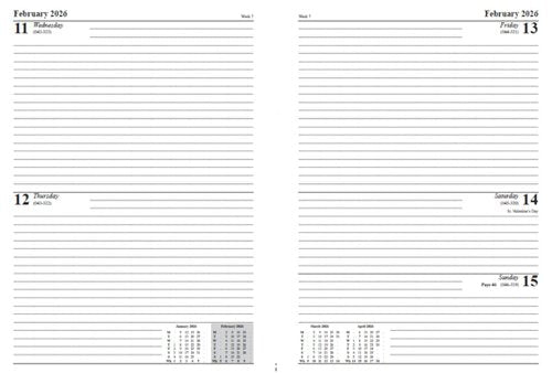 ValueX Desk Diary 2026 A4 2 Days per Page Black