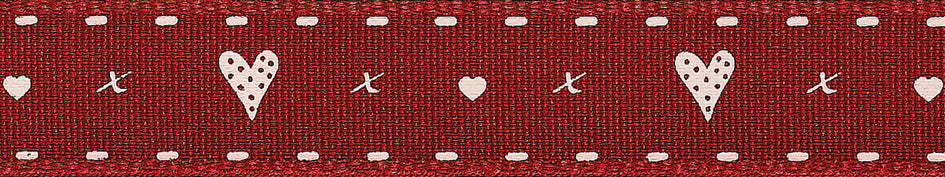Berisfords Ribbon Hearts & Kisses 4m x 15mm Red (1pc)