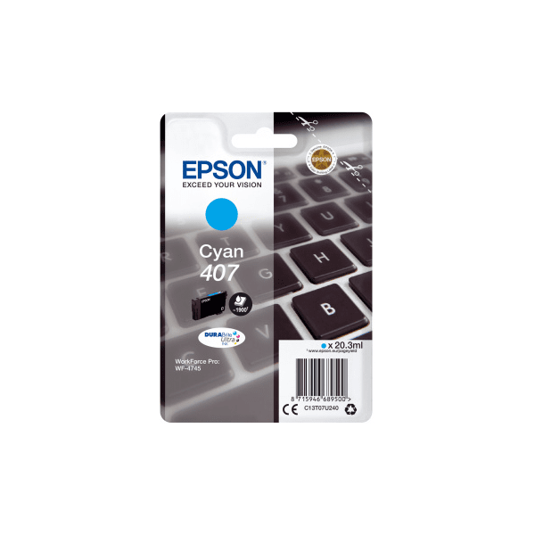 Epson 407 Keyboard Cyan High Yield Ink Cartridge 41ml