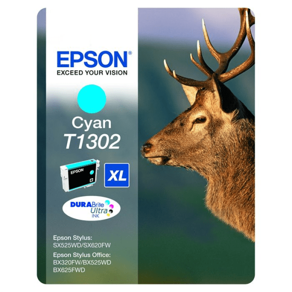 Epson T1302 Stag Cyan High Yield Ink Cartridge 10ml