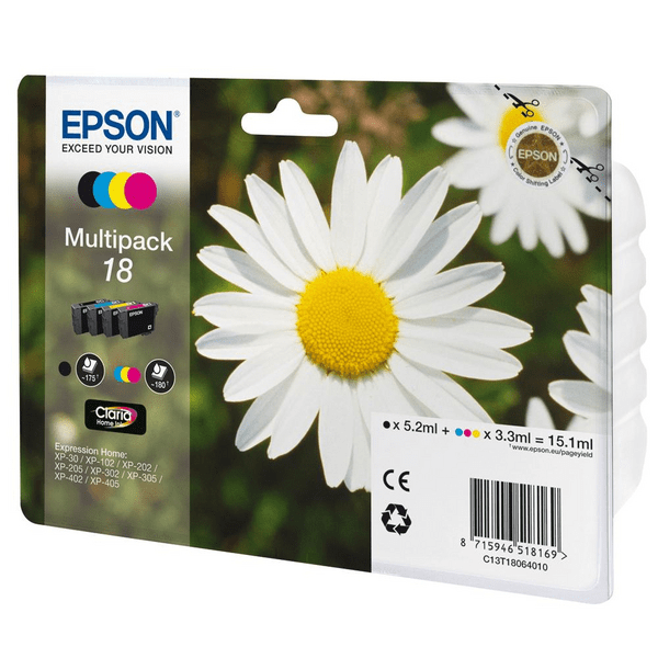 Epson 18 Daisy Black/Cyan/Magenta/Yellow Standard Capacity Ink Cartridge Multipack