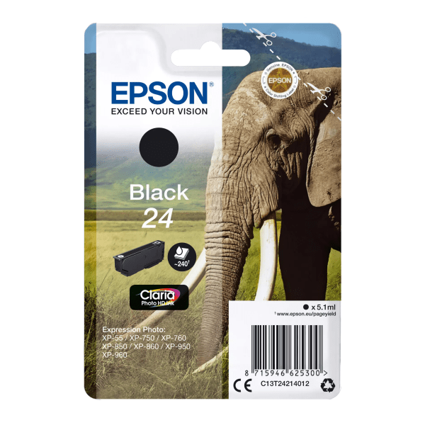 Epson 24 Elephant Black Standard Capacity Ink Cartridge 5ml